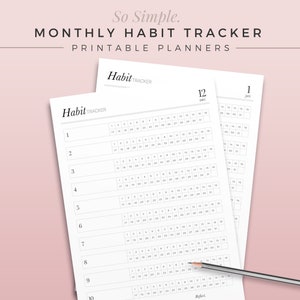 SO SIMPLE Rastreador de hábitos / Planificador de hábitos mensual, Insertos imprimibles del planificador, Calendario de la tabla de recompensas, Tabla de éxito, Planificador de hábitos imprimible