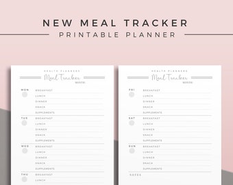 New Meal Tracker, Printable Planner Inserts, Food Planner Page, Printable Meal Log PDF, Minimal Diet Organizer, Food Tracker, Planner Refill