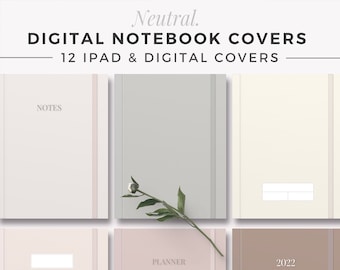 NEUTRAAL Digitale notitiehoezen | GoodNotes-sjabloon | Digitale notitieboekomslag | iPad-mapnotitie | Studiedagboek tablet | Esthetische hoezen
