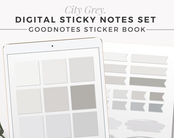 CITY GRIJS digitale plaknotities | Goodnotes stickerboekeditie | Neutrale plaknotities, iPad-plakbriefjes, GoodNotes-stickers, Notability