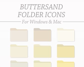 BUTTERSAND Desktop Folder Icons | Mac and Windows, Customizable Icons, Laptop Folder Organizer, Neutral Aesthetic Desktop Folder Organizer