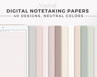 NEUTRALE digitale notitiesjabloon | Neutrale GoodNotes-sjabloon | Digitaal notitieboekje | iPad Kladblok | Tabletstudiedagboek | Esthetisch notitieboekje