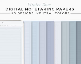 Modèle de note numérique BLEU D'HIVER | Modèle de GoodNotes neutre | Carnet numérique | Bloc-notes pour iPad | Journal d'étude de tablette | Carnet Esthétique