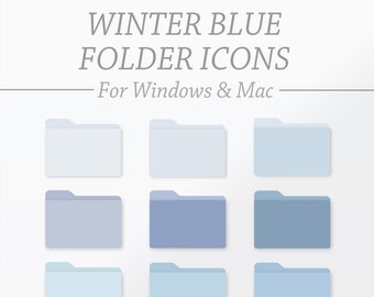 WINTER BLUE Desktop Folder Iconen | Mac en Windows, aanpasbare pictogrammen, Laptop Folder Organizer, Neutral Aesthetic Desktop Folder Organizer