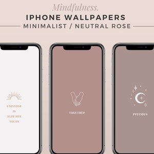 MINDFULNESS iPhone Wallpapers ROSY BRICKS Boho Minimalist Background, Aesthetic Phone Screen, Neutral Wallpaper, Abstract Lock Screen image 1