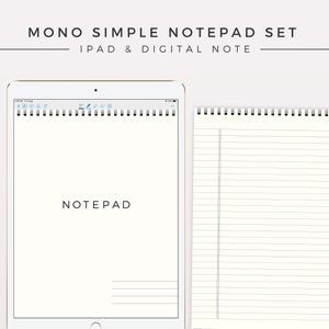 Mono Simple iPad Notepad Set, Digital Note Template, Hyperlink Notebook, iPad Index Note, Productivity, Study Note, Goodnotes Template