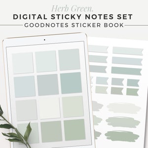 HERB GREEN Digital Sticky Notes Goodnotes Sticker Book Edition Neutral Sticky Notes, iPad Sticky Notes, GoodNotes Stickers, Notability image 1
