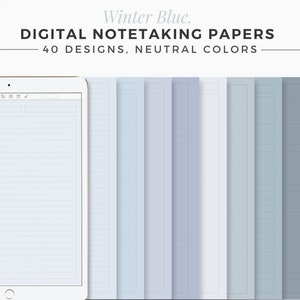 WINTER BLUE Digital Note Template Neutral GoodNotes Template Digital Notebook iPad Notepad Tablet Study Journal Aesthetic Notebook image 1