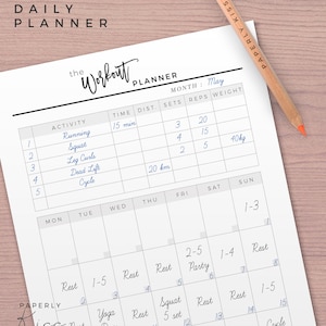 Fitness Planner, Printable Planner Inserts, Workout Log, Health and ...