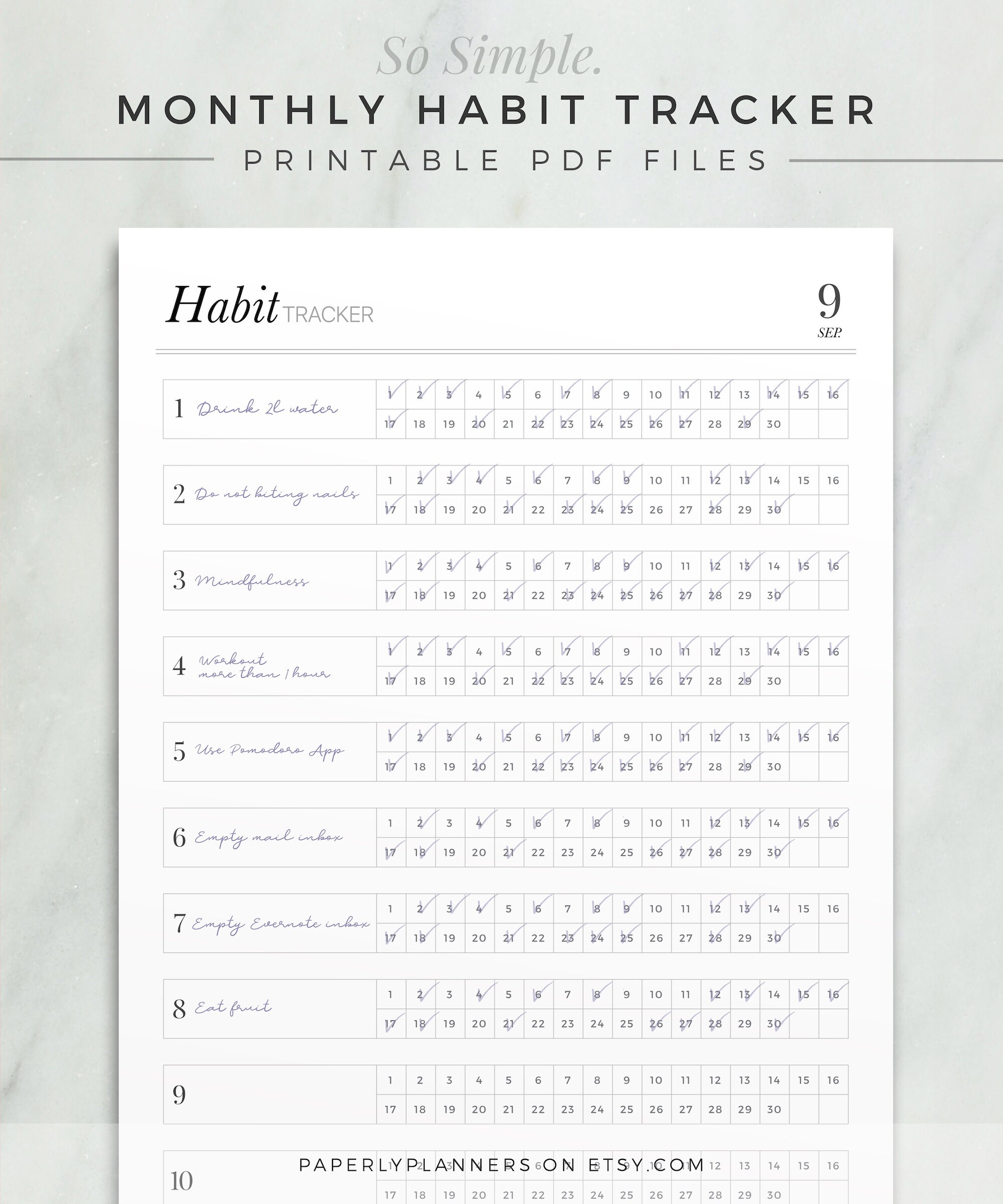 so simple habit tracker monthly habit planner printable etsy