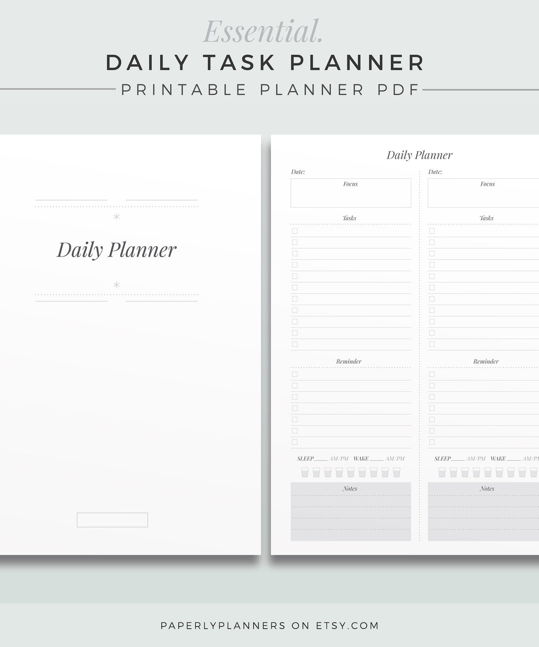 Planner Task Printed ESSENTIAL Daily Task Planner | One Page Daily Planner, Printable ...