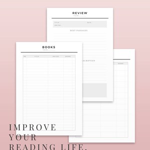 Books Log for Every Year, Printable Planner Insert, Modern Read ...