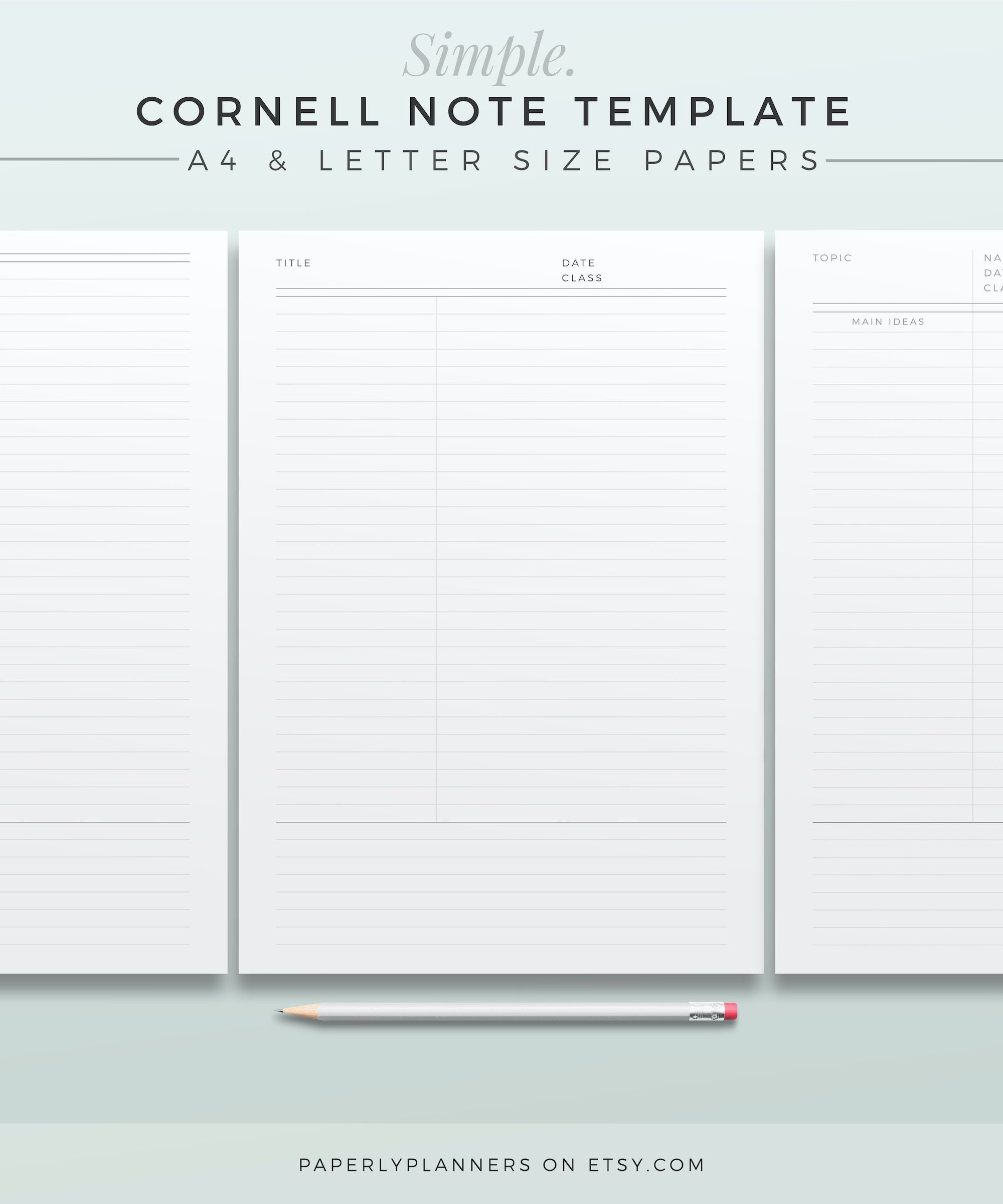Calendars & Planners Paper & Party Supplies Paper Study Note Ruled Paper Printable Note Taking