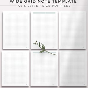 6 PASTEL Grid Note | WIDE Grid, Notebook Template, Printable Note ...