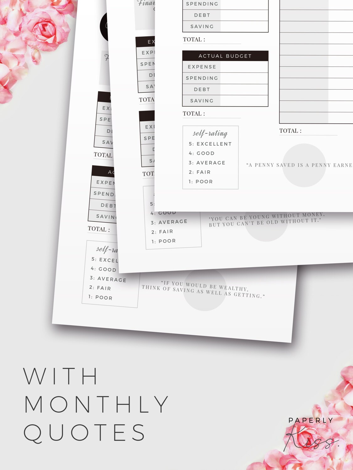 Monthly Finance Tracker Ink-black Printable Planner Inserts - Etsy