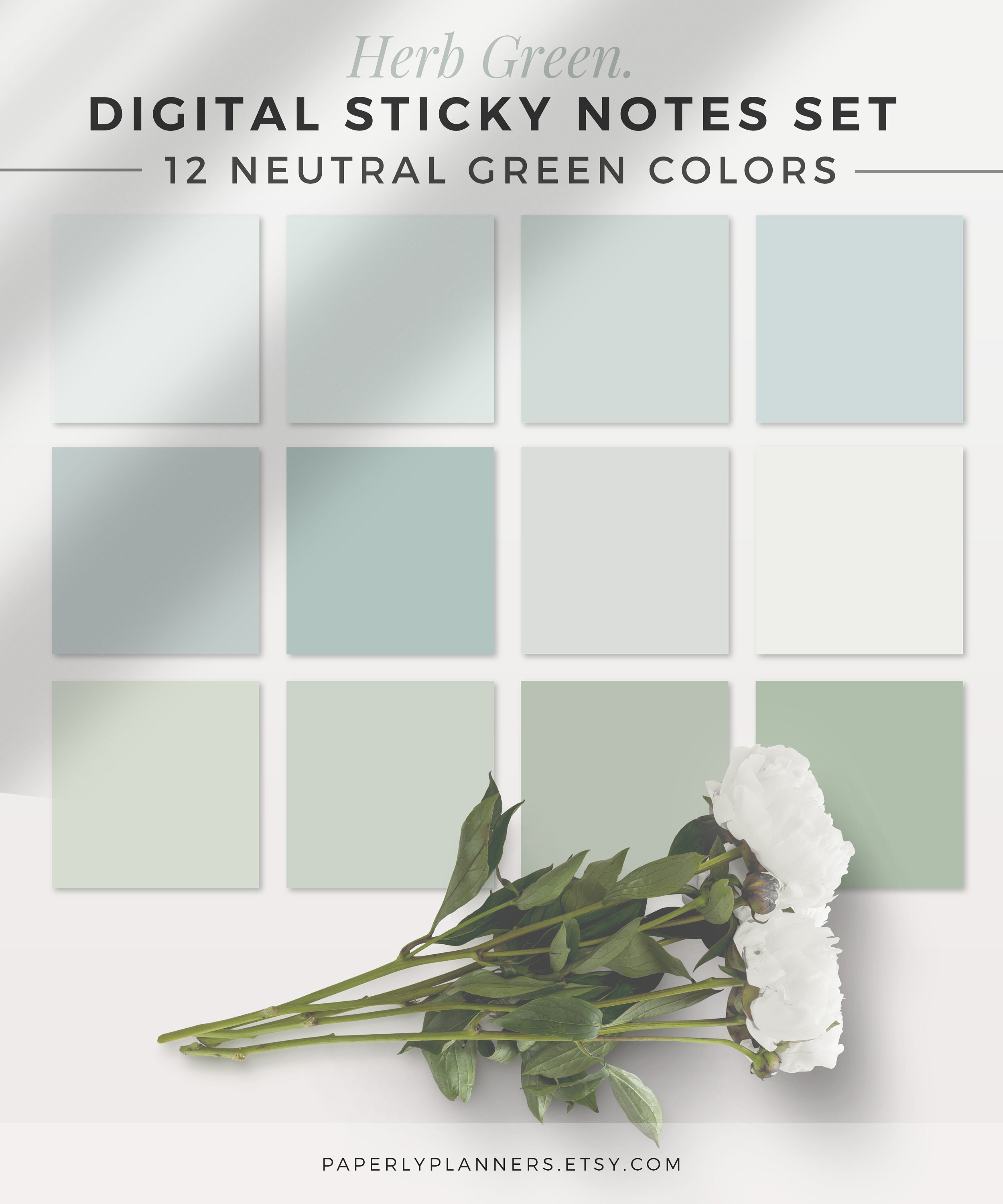 HERB GREEN Digital Sticky Notes | Goodnotes Sticker Book Edition ...