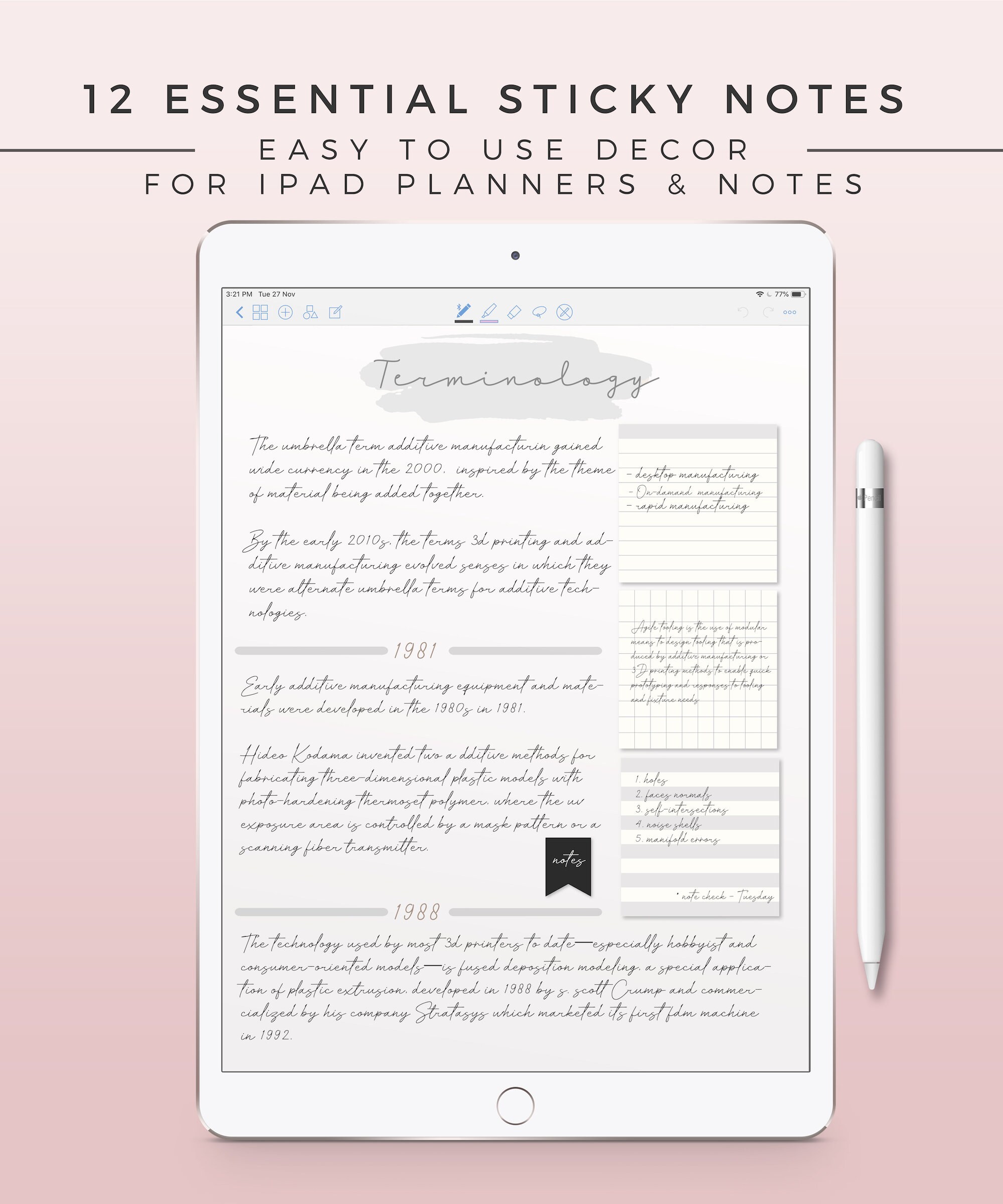 12 Essential Digital Sticky Notes iPad Sticky Note Digital Etsy