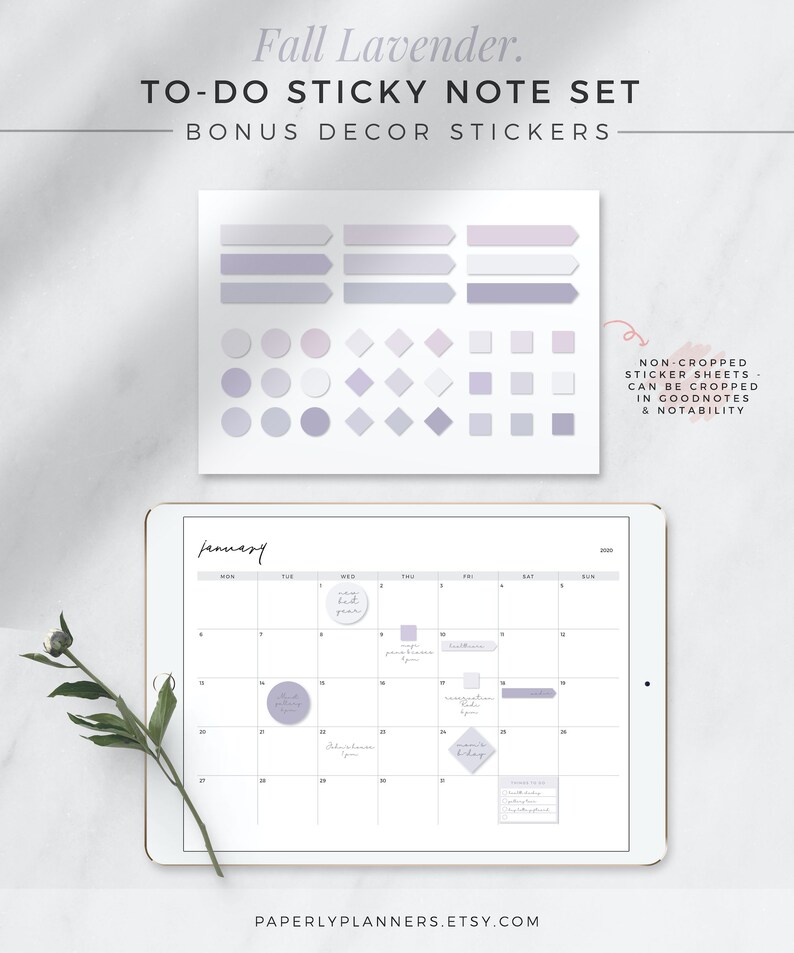 FALL LAVENDER To-do Sticky Notes | Digital Sticky Notes, Neutral iPad ...