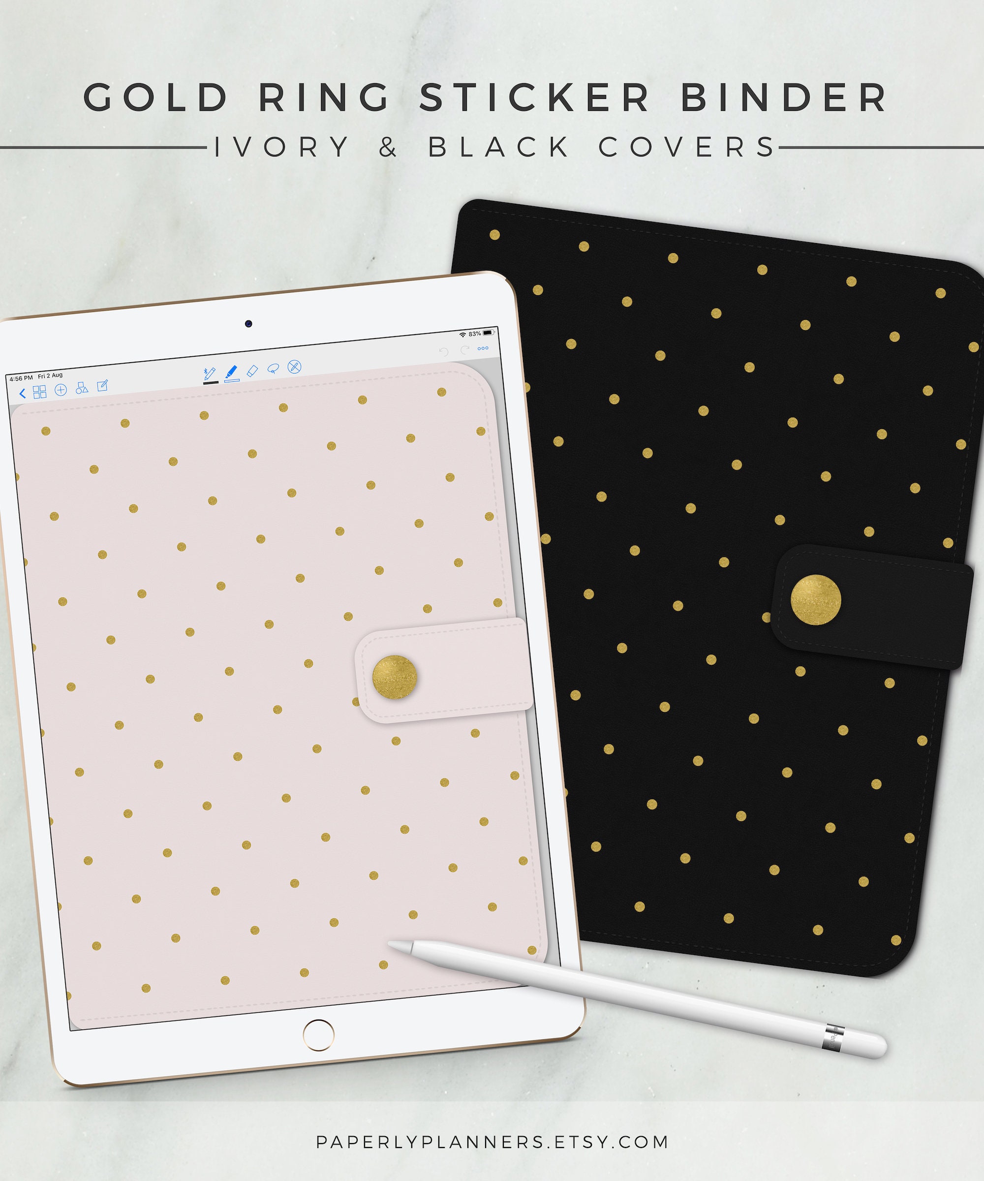 Notebook Paper Rings Sticker Gold Ring Digital Sticker Binder, iPad Notebook, Digital Sticker Binder ...