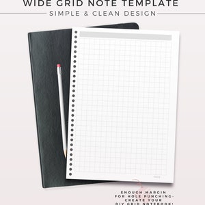 6 PASTEL Grid Note | WIDE Grid, Notebook Template, Printable Note ...