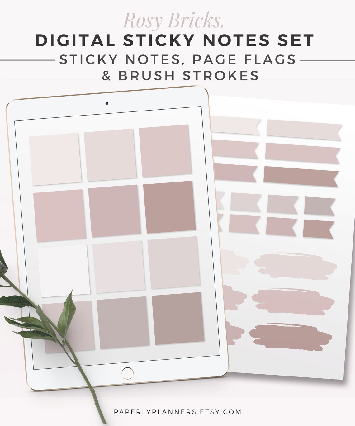 ROSY BRICKS Digital Note Package iPad Note Template Bundle, Aesthetic ...