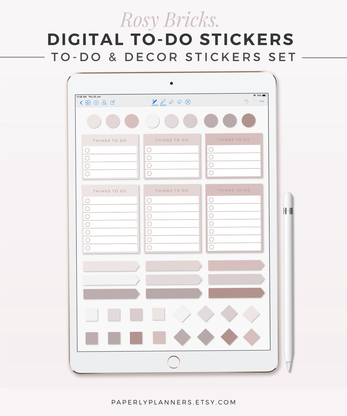 ROSY BRICKS Digital Note Package Ipad Note Template Bundle - Etsy