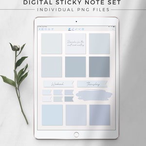 Ensemble de notes autocollantes numériques WINTER BLUE Notes autocollantes neutres, Notes autocollantes iPad, Planificateur numérique, GoodNotes, Notabilité, Marqueur de page numérique image 2
