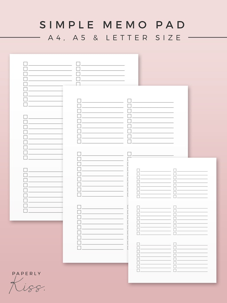 To Do Memo Pad Printable Planner Inserts Productivity Etsy