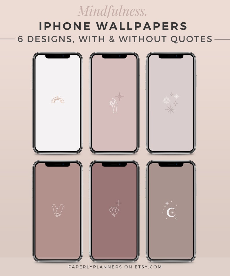 MINDFULNESS iPhone Wallpapers ROSY BRICKS Boho Minimalist Background, Aesthetic Phone Screen, Neutral Wallpaper, Abstract Lock Screen image 3