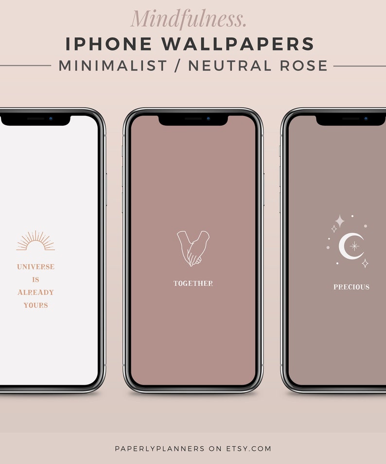 MINDFULNESS iPhone Wallpapers ROSY BRICKS Boho Minimalist Background, Aesthetic Phone Screen, Neutral Wallpaper, Abstract Lock Screen image 1