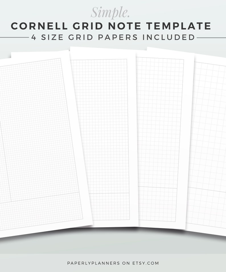SIMPLE Cornell Grid Note Template | A4 & LETTER | Printable Note ...