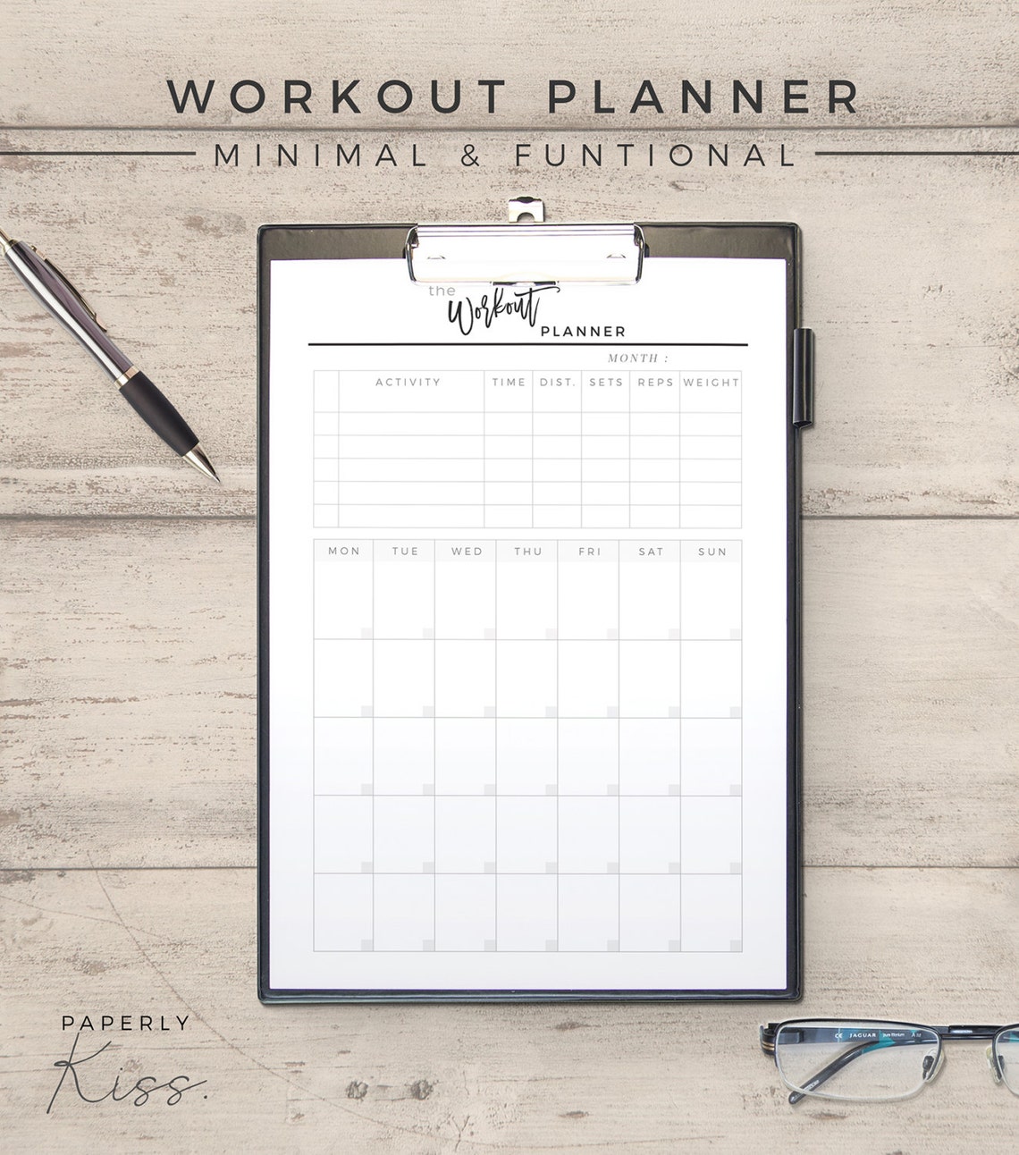 Fitness Planner, Printable Planner Inserts, Workout Log, Health and ...