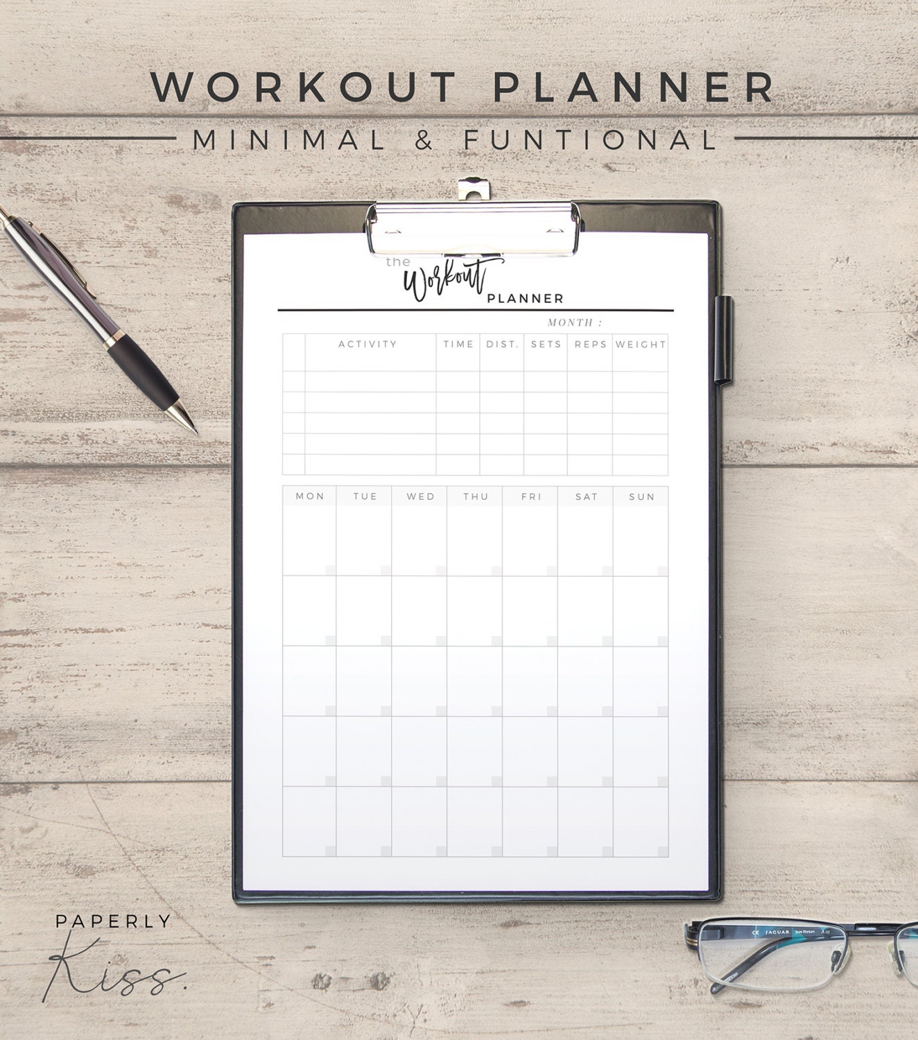 Fitness Planner, Printable Planner Inserts, Workout Log, Health and ...