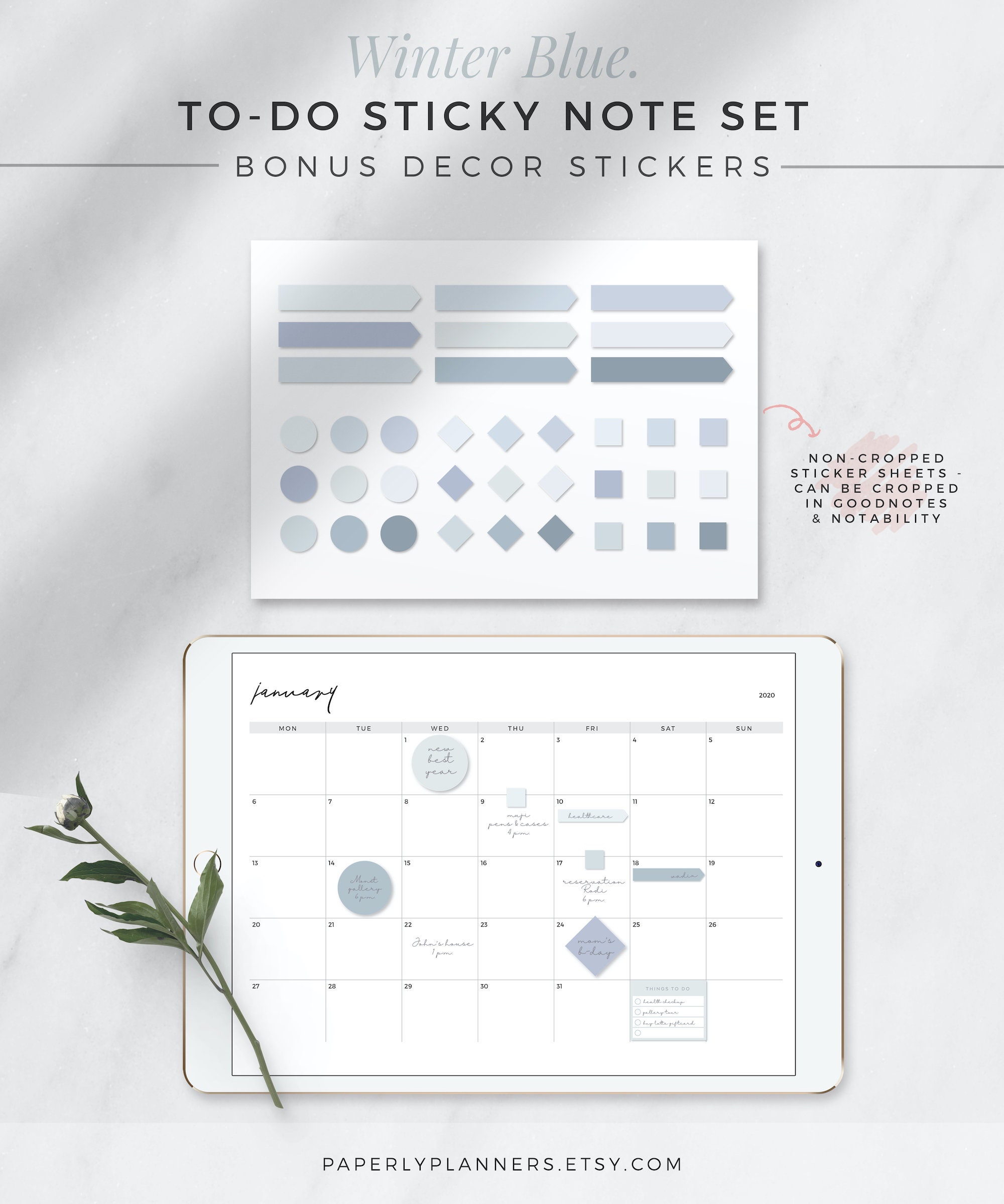 Cold Front Sticky Notes WINTER BLUE To-do Sticky Notes | Digital Sticky Notes, Neutral iPad ...