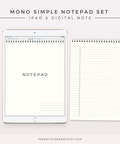 Mono Simple iPad Notepad Set, Digital Note Template, Hyperlink Notebook, iPad Index Note, Productivity, Study Note, Goodnotes Template product logo