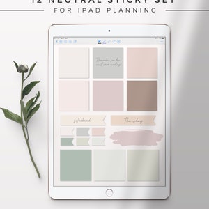 12 Neutral Sticky Notes | iPad Sticky Note, Digital Planner, Goodnotes ...