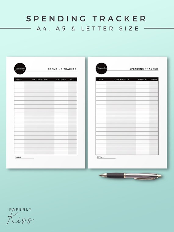monthly spending tracker printable