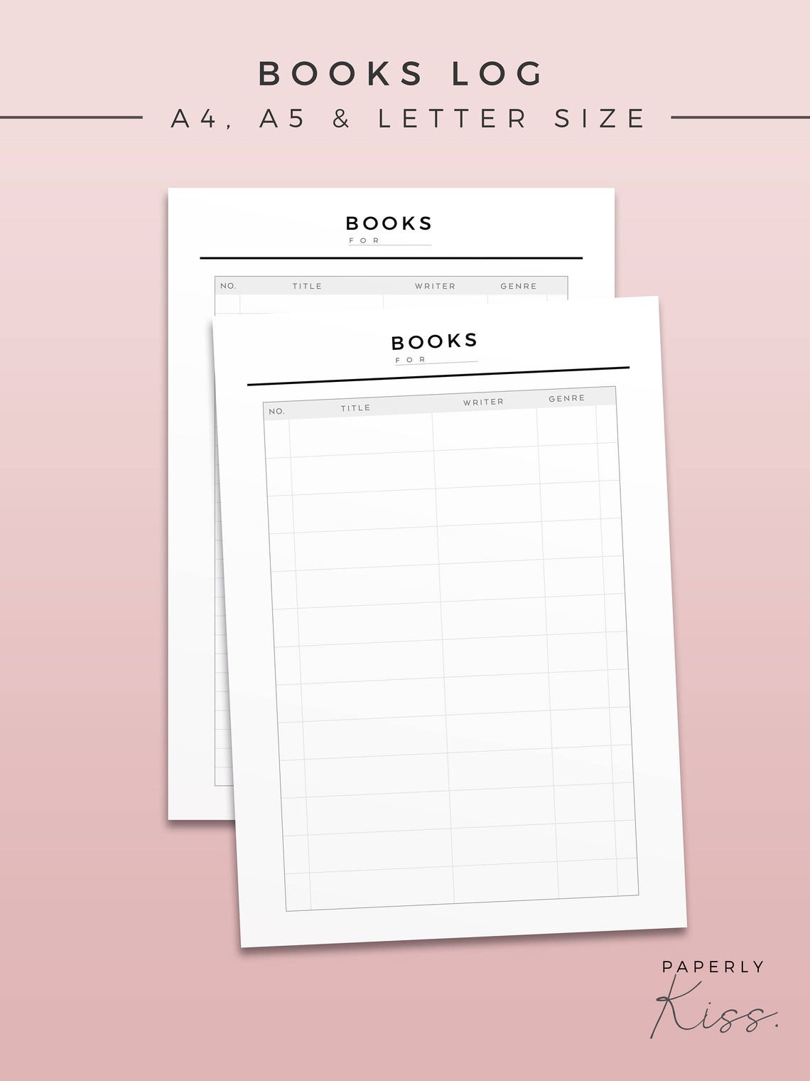 Books Log for Every Year, Printable Planner Insert, Modern Read ...