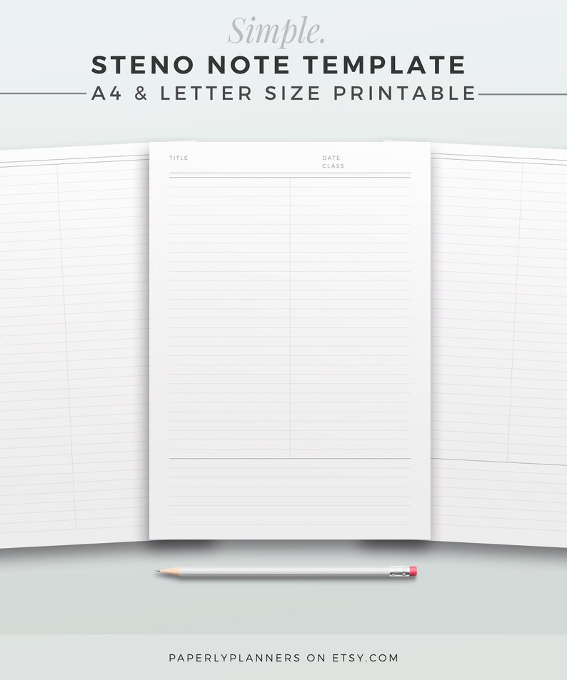 SIMPLE Steno Note Template A4 & LETTER Printable Steno Etsy Hong Kong