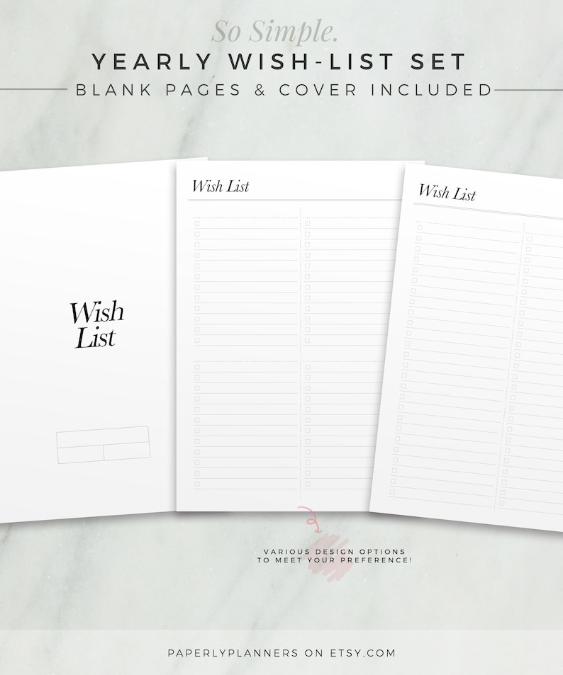 SO SIMPLE Wish List Set Yearly Shopping Planner Printable Etsy