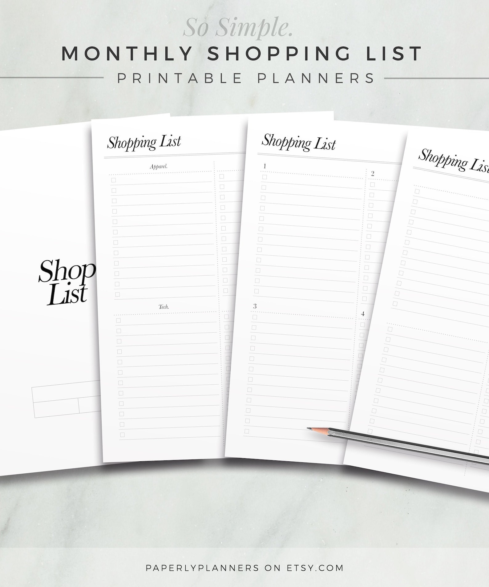 SO SIMPLE Shopping List | Monthly Shopping Planner, Printable Planner Inserts, Printable Wish ...