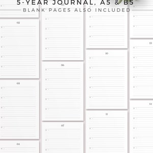 BAY LEAF 5-Year Journal A5 & B5 Printable Planner Inserts, Undated Daily Agenda, Daily Journal Paper, Planner Refill, 5 Years Diary image 8