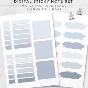 Ensemble de notes autocollantes numériques WINTER BLUE Notes autocollantes neutres, Notes autocollantes iPad, Planificateur numérique, GoodNotes, Notabilité, Marqueur de page numérique image 5