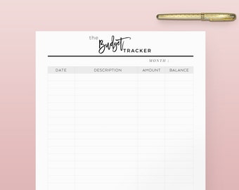Monthly Budget Tracker, Printable Planner Inserts, Modern Budget Organizer, Mininal Monthly Finance Planner, Printable Financial Planner
