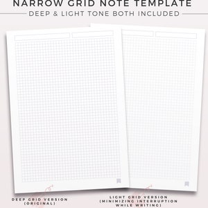 6 PASTEL Grid Note | NARROW Grid, Notebook Template, Printable Note ...