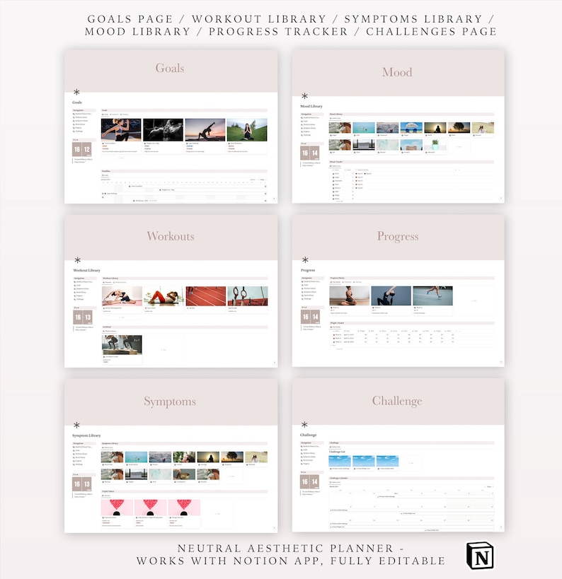 SIMPLE Health Tracker Notion Template Notion Health and Fitness Planner, Aesthetic Notion Template, Health and Fitness Dashboard image 3