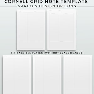 SIMPLE Cornell Grid Note Template | A4 & LETTER | Printable Note ...