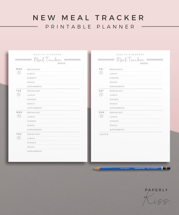 new meal tracker printable planner inserts food planner etsy meal tracker