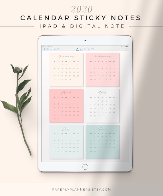 calendar aesthetic icon pink notes sticky pastel ipad edition digital etsy