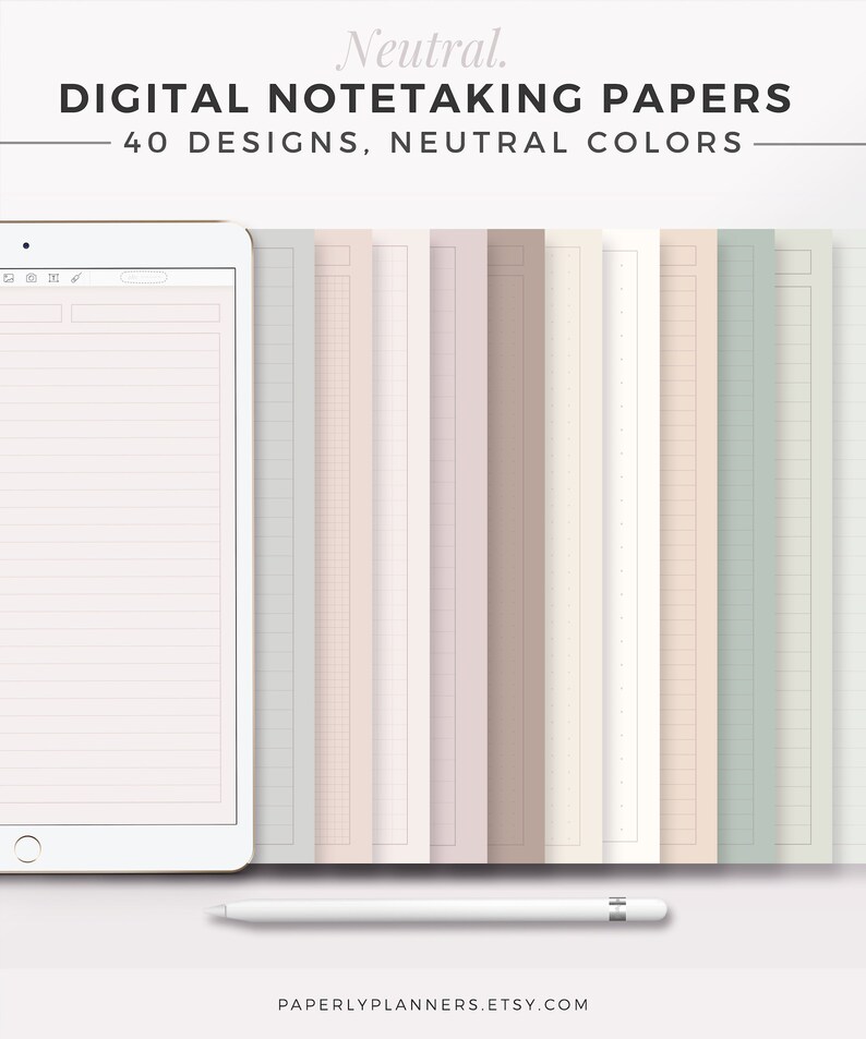 NEUTRAL Digital Note Package | iPad Note Template Bundle, Aesthetic ...
